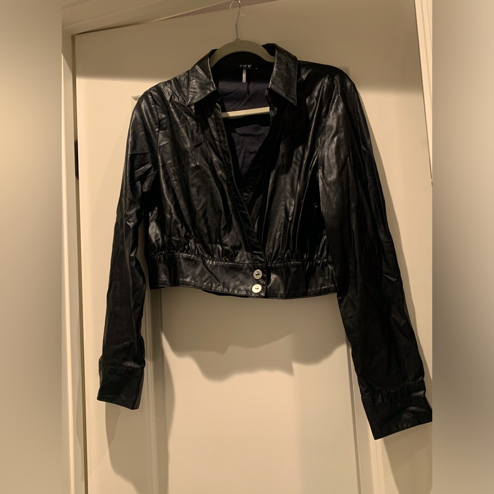 TOV Los Angeles Faux Leather Crop Jacket